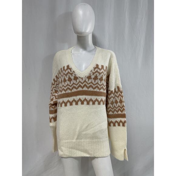Favorite Daughter 'The Winter William' White Merino Wool Blend Long Sleeve V - Picture 2 of 5